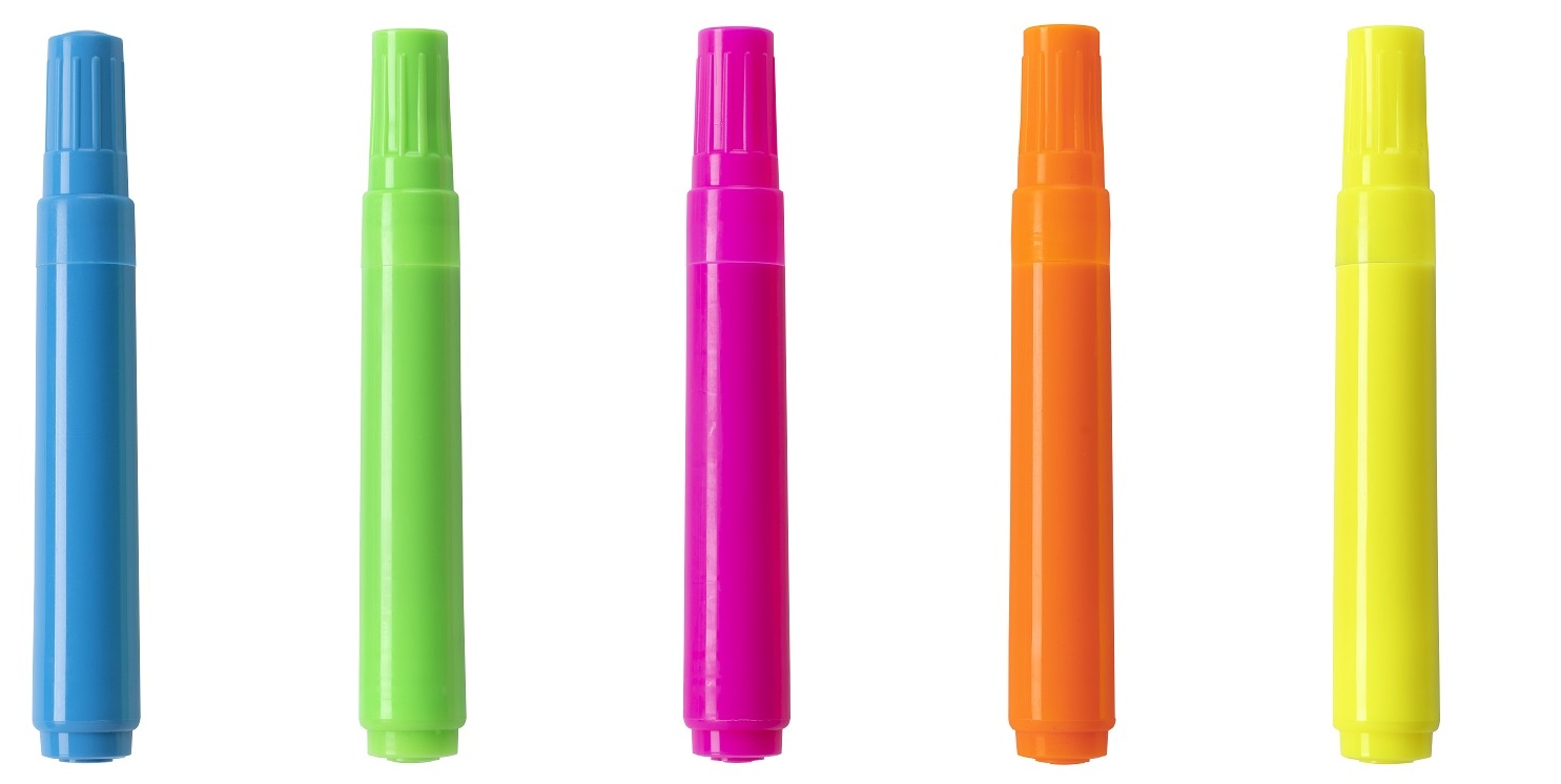 Subrayador a base de agua con tinta fluorescente